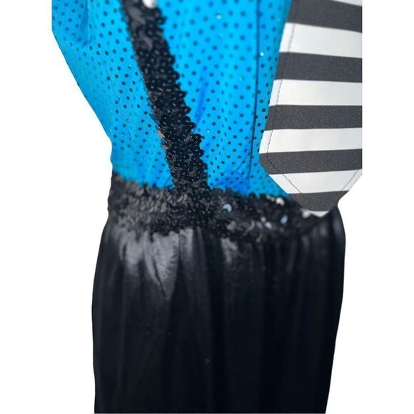Dansco Dance Costume Paper Boy Newsie Size L 6pc Suspender Sequins Pantsuit Blue - Picture 6 of 9